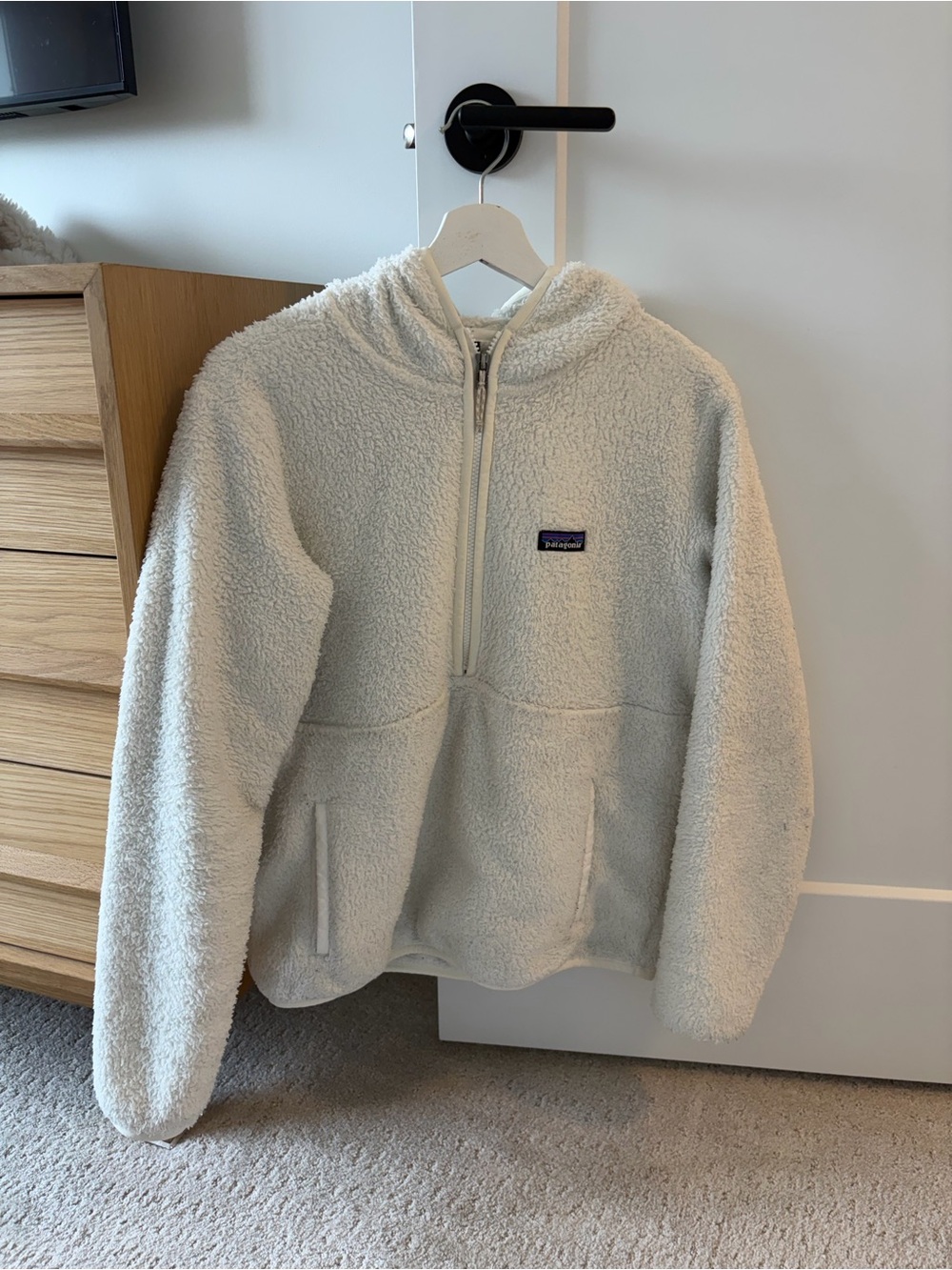 Patagonia Cream Fleece Half-Zip Hoodie